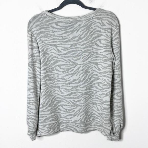 Ellen Tracy Women's Zebra Sweater S Gray & White Soft Knit Jacquard Long Sleeve - Picture 6 of 11